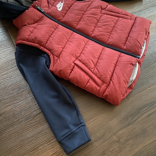 Nike Layered Look Hoodie Jacket Puffer Coat Vest Blue & Red Kids Youth Sz 4/XS - Picture 5 of 10