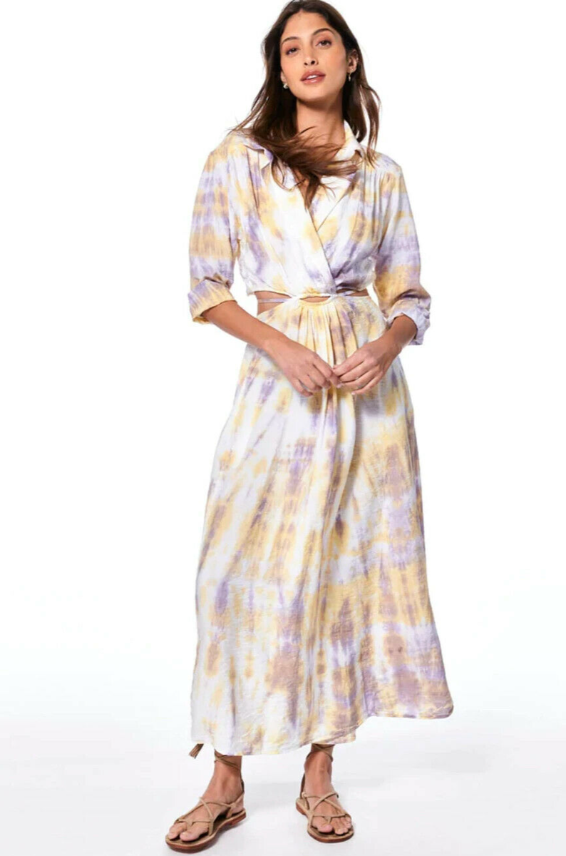 NWT YOUNG FABULOUS & BROKE SzS DERBY CUTOUT TIE DYE DRESS VIOLET JUPITER WASH