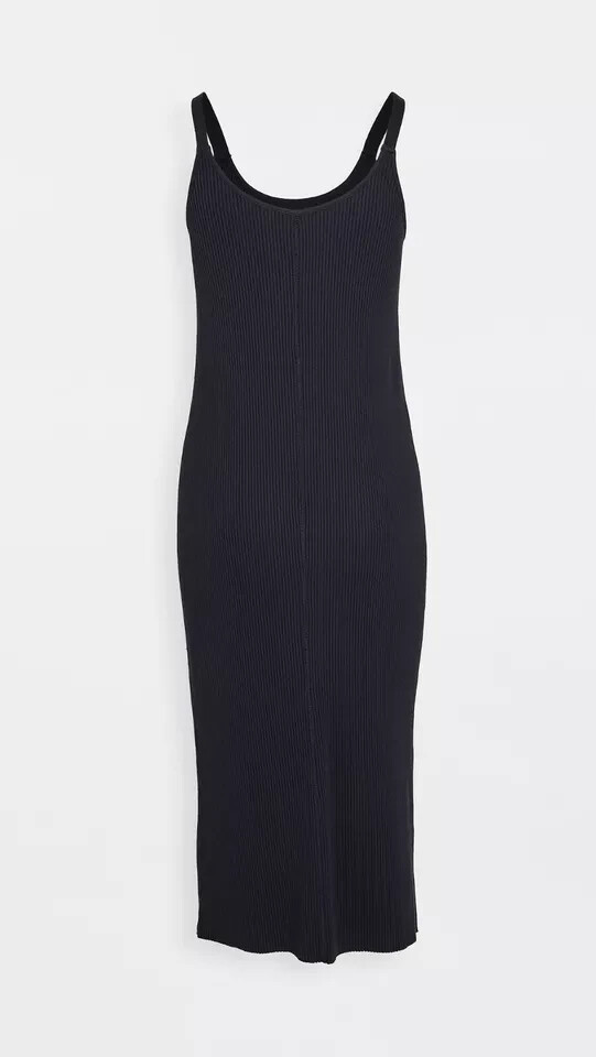 strapless open back dress Wide Rib Knit Dress in Beige