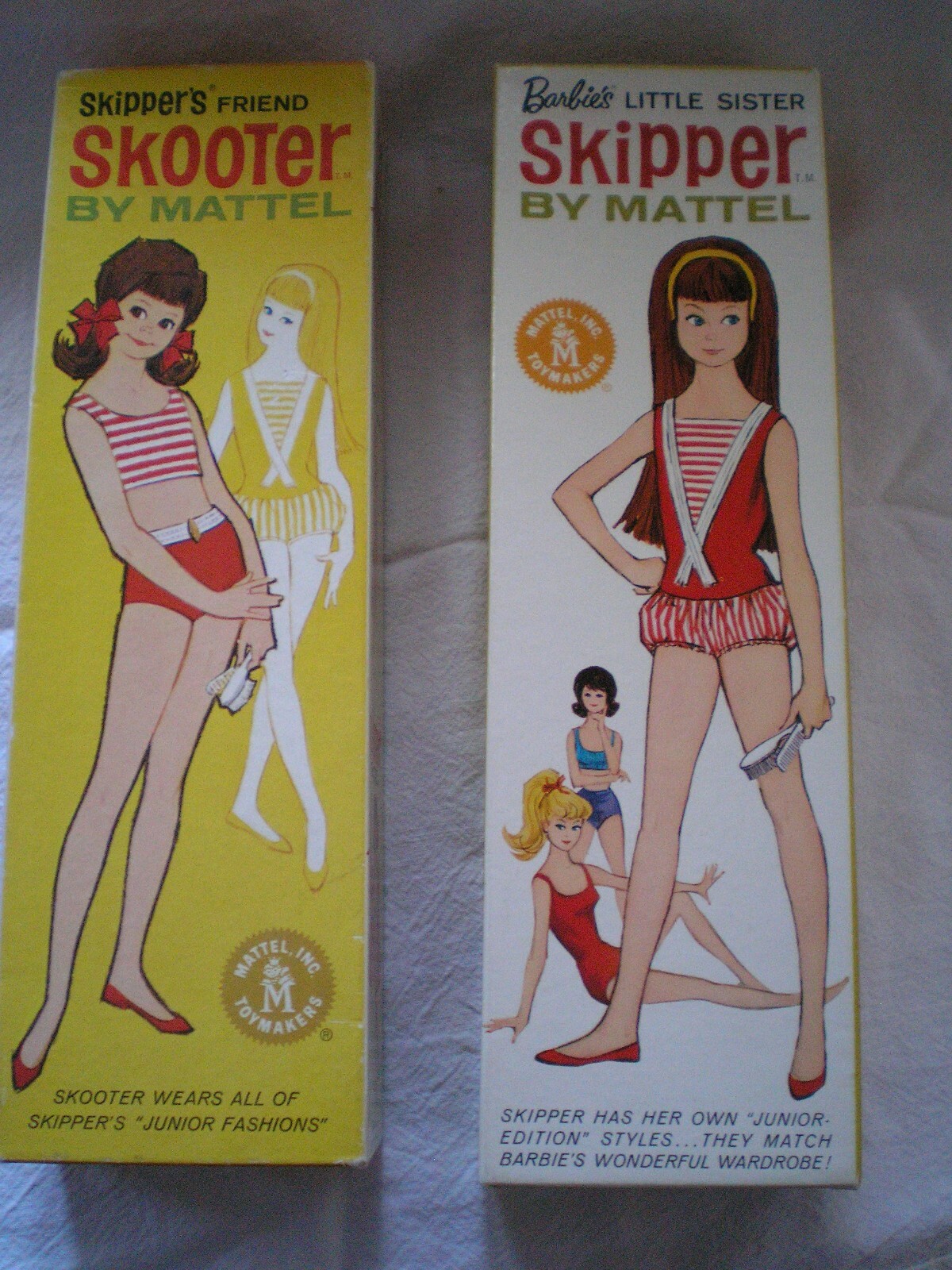 1963 SKIPPER Doll Blonde 0950 1964 SKOOTER Doll Titian 1040 W 1963-skipper-doll-blonde-0950-1964-skooter-doll-titian-1040-w