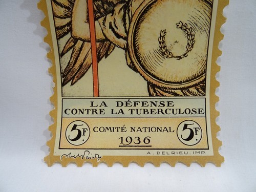 ANCIEN GRAND TIMBRE VIGNETTE COMITE DE DEFENSE CONTRE LA TUBERCULOSE 1936 5 F - Picture 4 of 5
