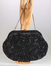 Vintage 60's La Regale LTD Black Beaded Special Occasion Clutch/Purse 9.5" x 6"