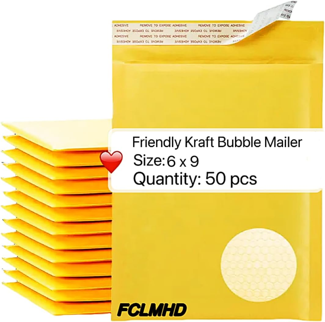50-Pack 6x10 Yellow Padded Bubble Mailers Protective Shipping Envelopes