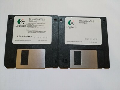 Logitech MouseWare 8.2 Multilingual zwei 3,5''- Disketten von 1998
