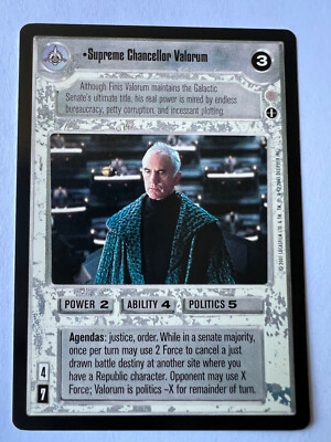 Star Wars CCG Supreme Chancellor Valorum Coruscant Rare Great Condition ...