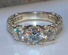 3Ct Round Cut Lab Created Diamond Anniversary Engagement 14K White Gold FN Ring