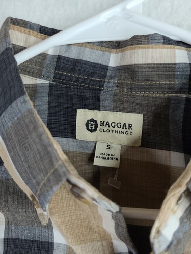 Haggar ropa Camisa Mangas Largas A Cuadros Marrón | eBay