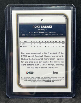 2023 Topps World Baseball Classic Roki Sasaki Green Foil #21 Japan