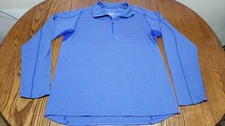 Reva Wear Women's 1/4 Zip Mock Turtleneck Stretchy Athleticwear Blue EUC Long Sl