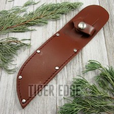 Funda para cuchillo de hoja fija | Bolsa para cinturón de cuero marrón se adapta a hojas de hasta 5"