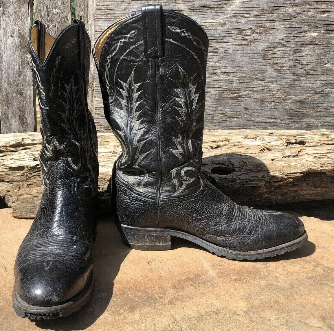 Mens Tony Lama Black Bullhide Sz 10.5D Cowboy Boo… - image 1