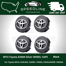 Set Of 4 Toyota Wheel Rims Center Caps Blackchrome Logo 62mm Camrycorolla