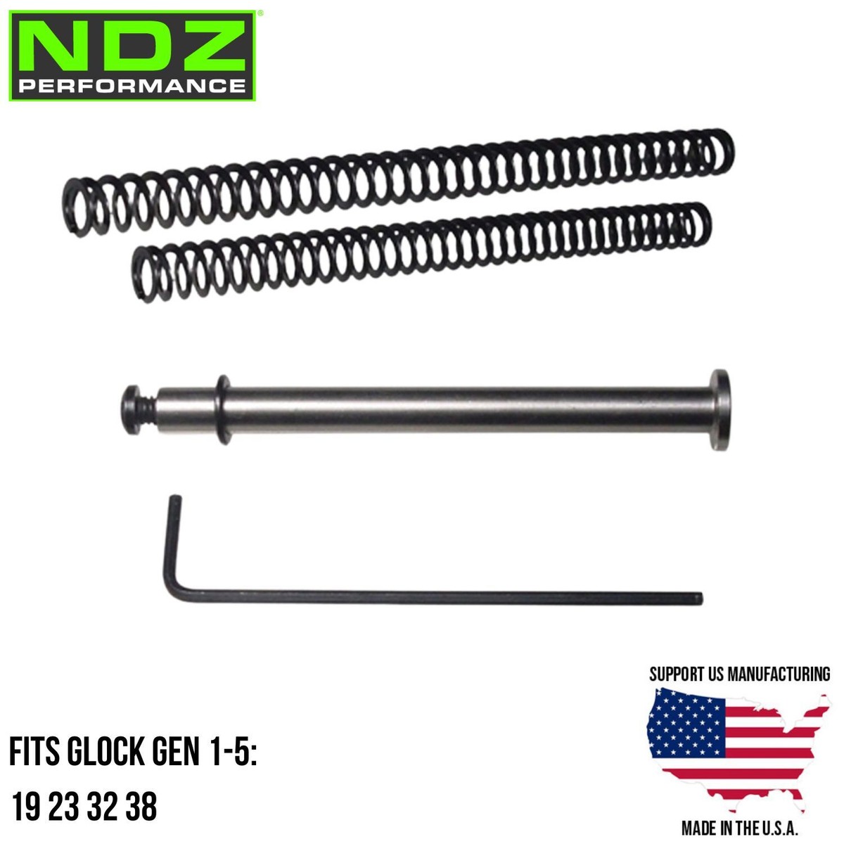 NDZ Glock 19 23 38 Gen 1-5 Reduced / Extra Power Steel Guide Rod