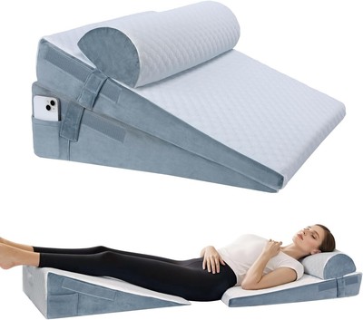 Bed Wedge Pillow for Sleeping, 3 Pcs Adjustable Height 4.5&7.5&12 Inch Triangle 