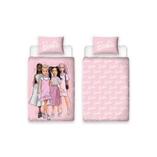 Barbie Figures Single Duvet Cover Set Children's Pink Reversible Bedding