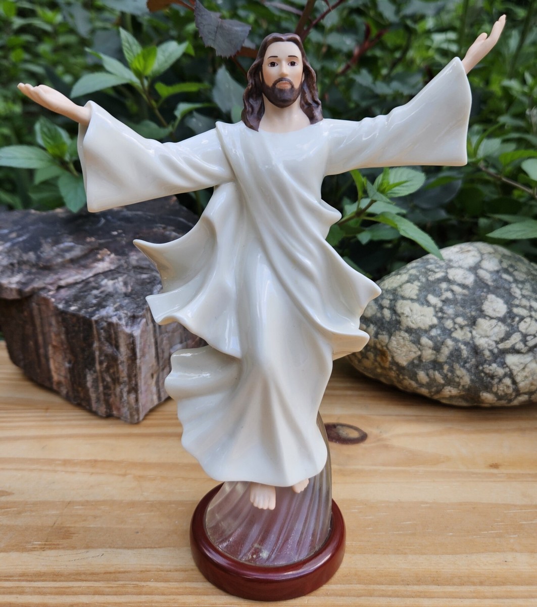 Vintage Porcelain Glossy Jesus Christ Statue Figurine Shelf Sitter