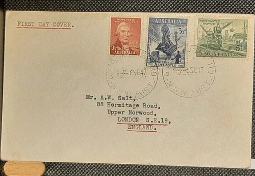 (AUS-269) Australia 1948 FDC 150th ANNIVERSARY OF NEWCASTLE G.P.O. SYDNEY cancel