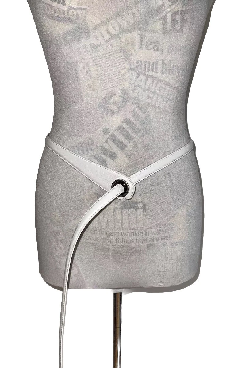 CEINTURE BOUCLE CHRISTIAN DIOR TAILLE M CUIR BLANC ARGENT
