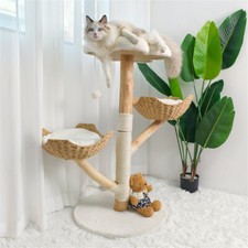 Large Flower Cat Tree Wooden Cat Tower Scratching Post Adult Cat Activity Centre