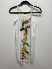 Molo Womens White Parrots Print Sleeveless Summer Camisole Cortney Dress 9-10Y