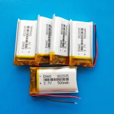 5 pcs 3.7V 500mAh Li Po Polymer Rechargeable Battery 802035 For GPS Headset MP3
