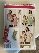 Simplicity 1936 Pattern MOM/DAUGHTER/18”AMERICAN GIRL APRONS BN FREE SHIP