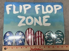 Flip-Flop Zone Embossed Beach Metal Sign 14 x 10 Inches Open Road Brand New