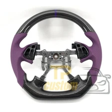 Real Carbon Fiber Steering Wheel Fit For Acura TL 2004 2005 2006 Purple Leather