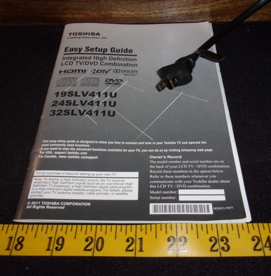 Toshiba Model 24SLV411U - HD LCD TV/ DVD/ PC Monitor Combo 1080p - Image 2 of 4