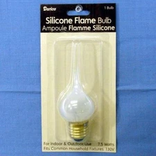 Silicone FLAME candle light bulb 7.5 Watts Plump size packaging and brands VARY