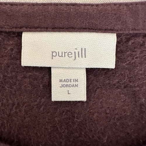 J Jill purejill Top Tunic Womens L Long Sleeve Patch pockets eggplant Lounging - Picture 3 of 16