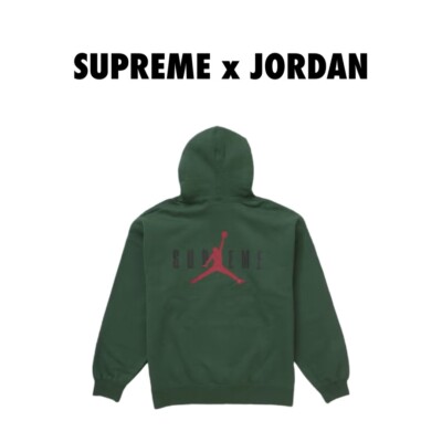 Supreme x Jordan Hooded Sweatshirt Green -Size M Medium