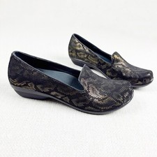Dansko Olivia Black Gold Snake Print Loafers Women s Shoes Size 7.5-8 EU 38