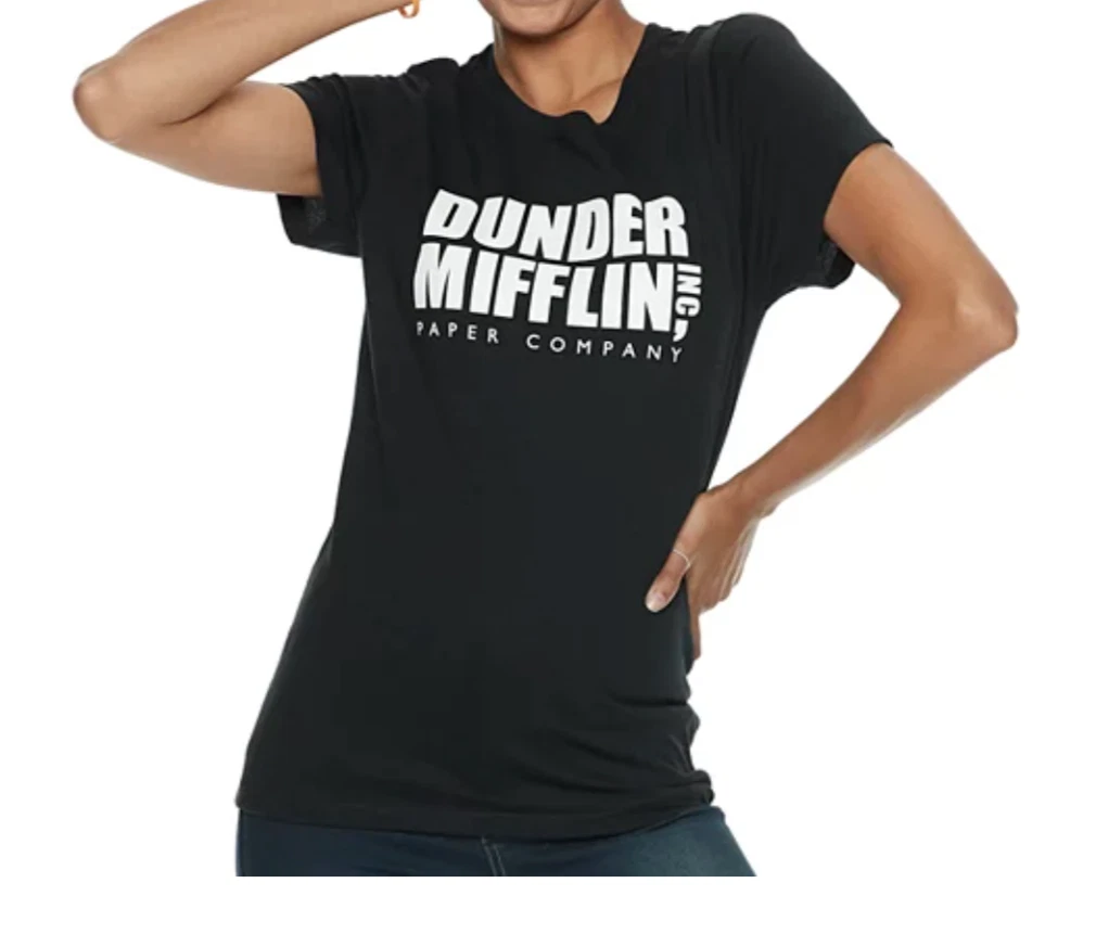 The Office Dunder Mifflin Logo Women's Black Short Sleeve Crew