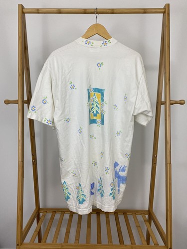 VTG Super Cute Bear & Paw Print All Over Print Pastel Short Sleeve T-Shirt XXL - Picture 2 of 5
