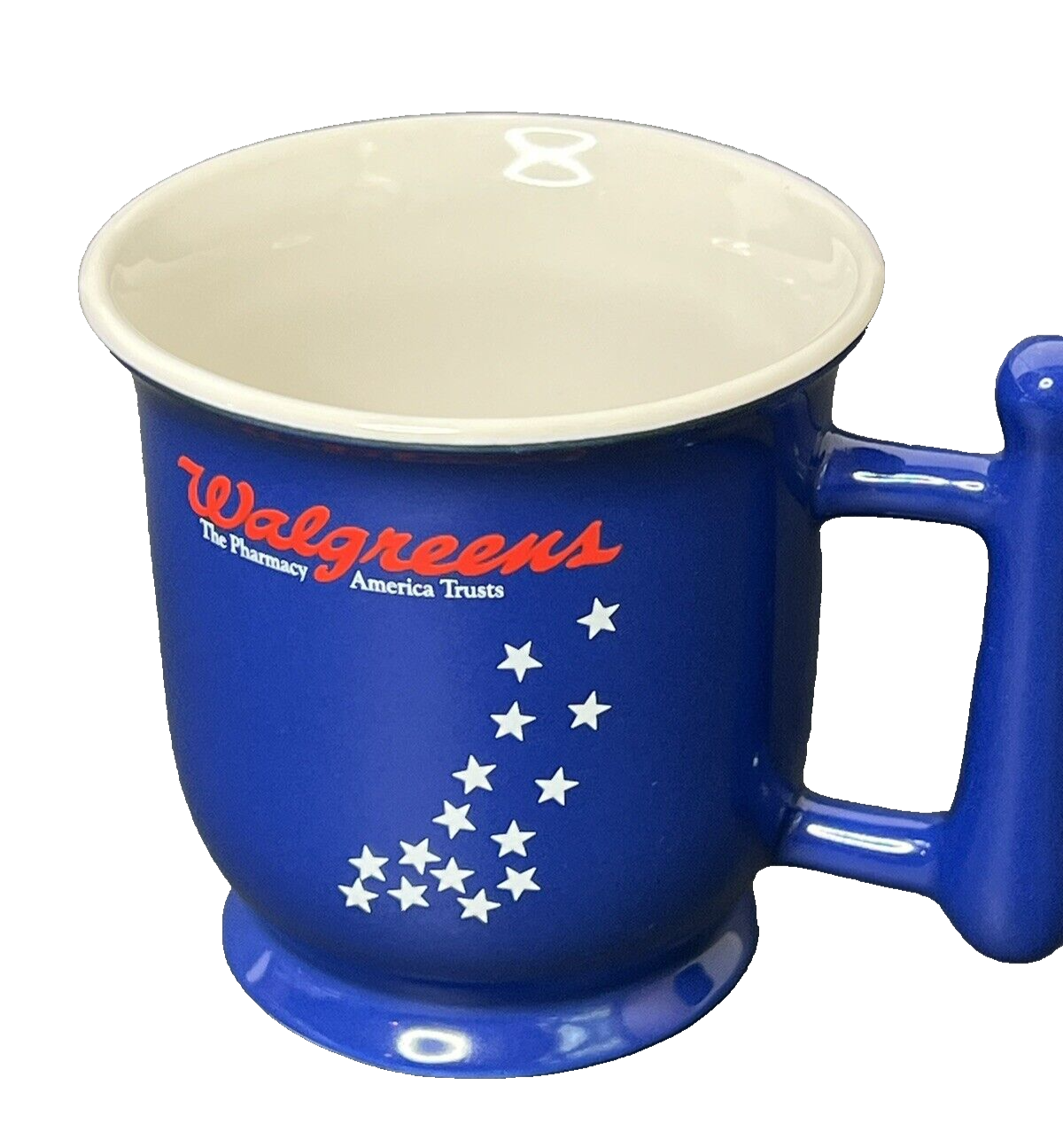 Patriotic Star Large Coffee Mug Walgreens Pharmacy America Trusts Blue