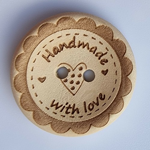 LUXURY WOODEN HANDMADE BUTTONS - 15mm, 20mm, 25mm, WITH LOVE, HEART, HOMEMADE - Picture 11 of 11