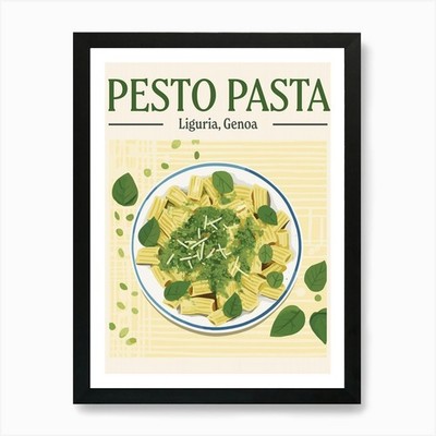 Pesto Pasta Green Art Print Framed Wall Art Poster Canvas Print Picture