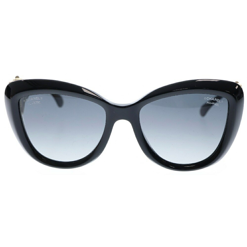 CHANEL Black Butterfly Sunglasses with Gold Mirror Temple Size 54 18