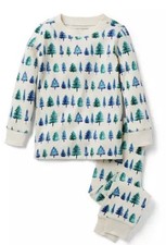 Janie and Jack Sz 3 Good Night Pajamas In Antique White Pine Tree Forest