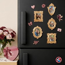 97 Decor Small Gold Picture Frames Set No Standing  Backing - 5 Mini Vinta...