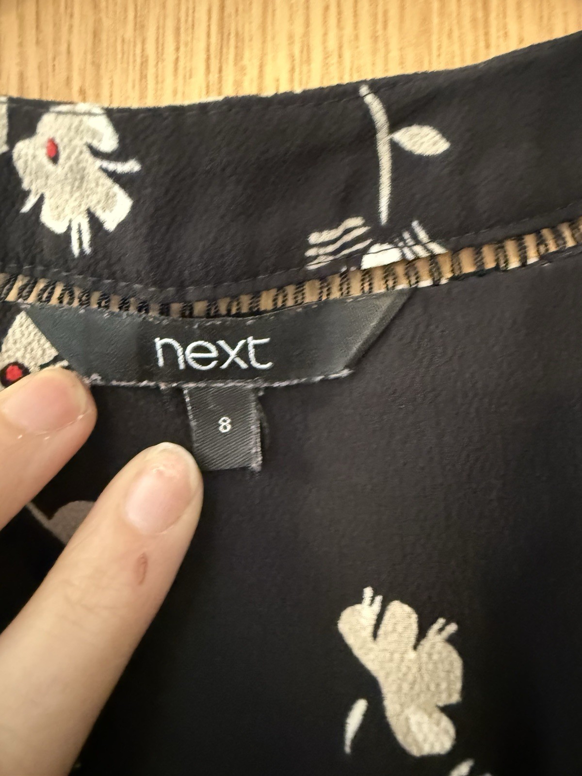 Women’s Next Black Floral Blouse Size 8 Excellent Condition image 3