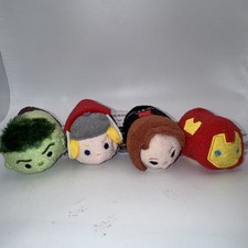 Mini Plush Disney Tsum Tsum Iron Man Hulk Black Widow Thor Set of 4 New lot rare