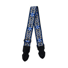 Embroidered Electric Guitar Strap Shackles Instrument Adjustable Strap Blue