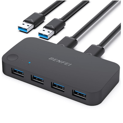 USB 3.0 KVM Switch 2 Computer 4 USB Geräte Tastatur Maus Drucker