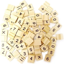Honbay 100PCS Wooden Scrabble Tiles Numbers Symbols Tiles for Craft Projects, Ga