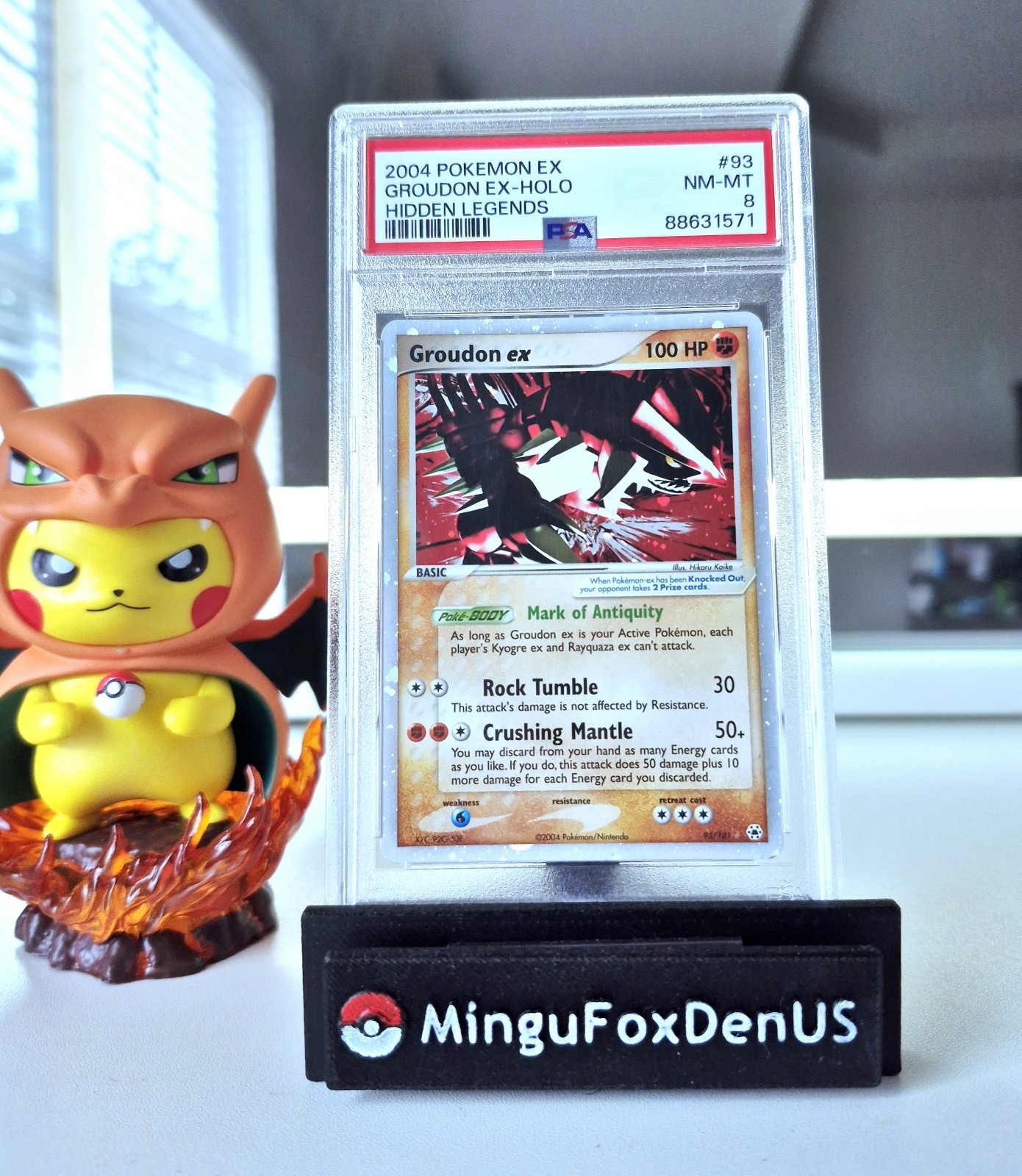 2004 Pokemon Groudon EX  Holo #93/101 Hidden Legends Ultra Rare PSA 8 NM