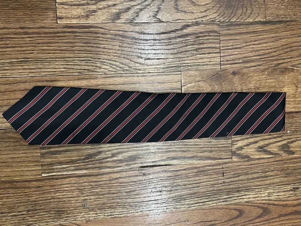 Corbata Sam Hober hecha a mano negra y roja toda seda Foto 4 de 4