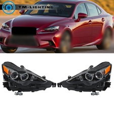 For 2014-2016 Lexus IS Headlight Left+Right Side LED W/Halogen Turn Signal Black