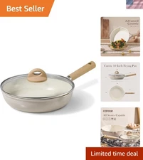 Ceramic Frying Pan Skillet Non Stick 10 Inch with Lid PFOA Free Induction Com...